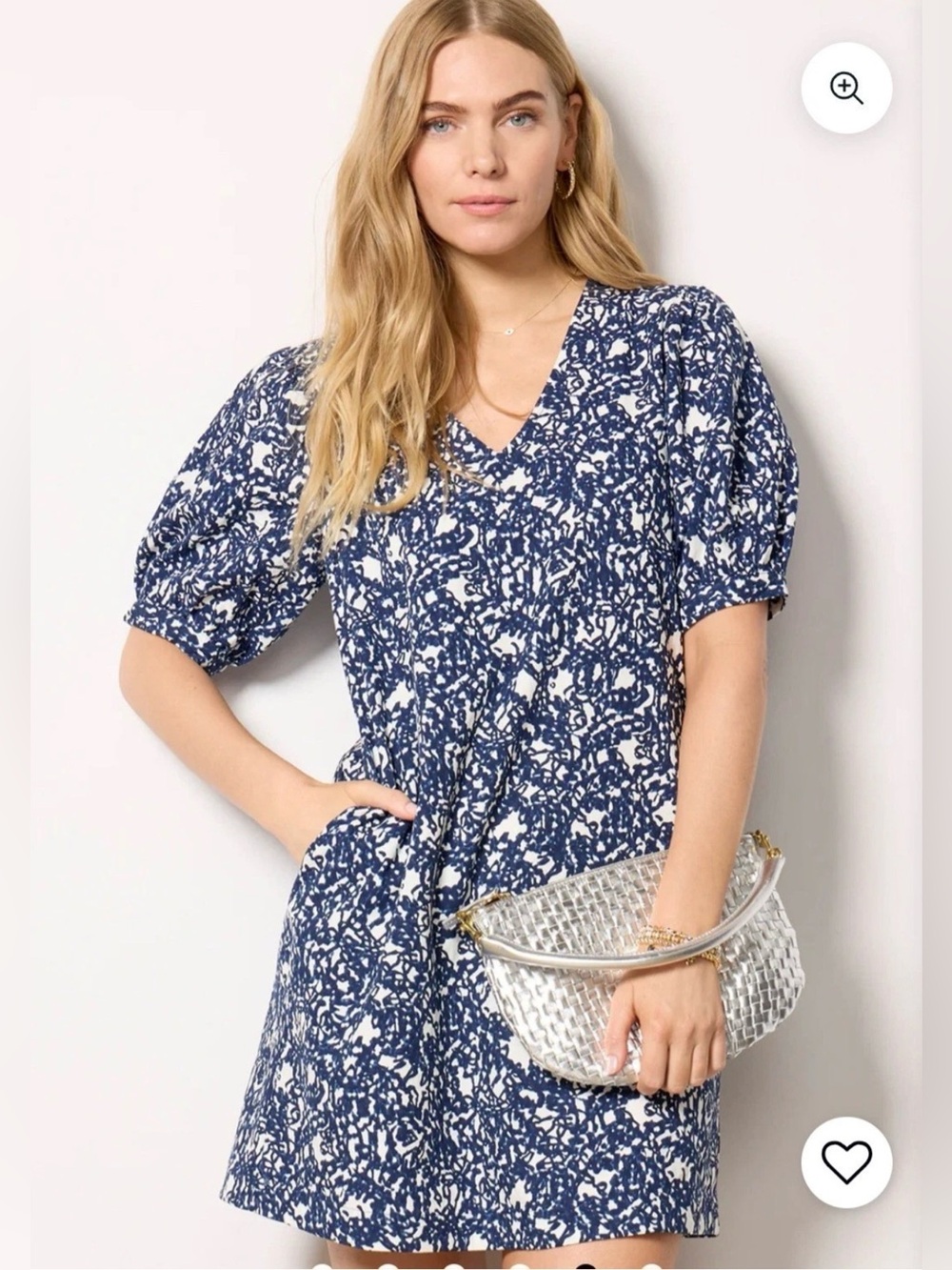 Evereve Shay Mini Dress Abstract Office Work Career Business in Navyprint L